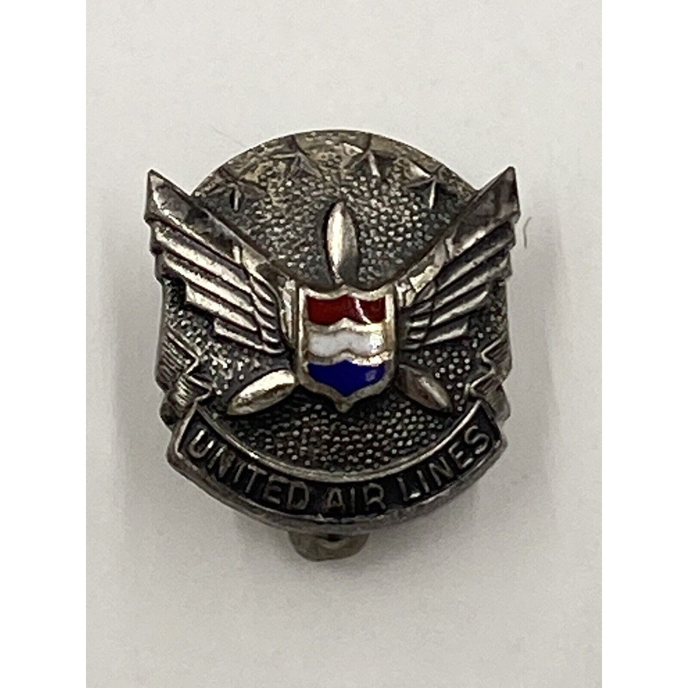 Vintage United Airlines Sterling Silver Service Lapel Pin Clasp Pin Closure
